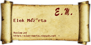 Elek Márta névjegykártya