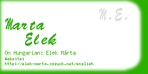 marta elek business card